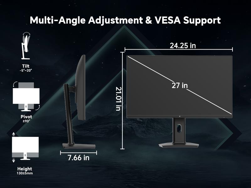 KTC 27" 1080P FHD 240Hz Gaming Monitor, Fast IPS Computer Monitor with Adaptive Sync, HDR10, Height Pivot Tilt Adjustable, Vesa Mount, HDMI/DP/USB, H27F7