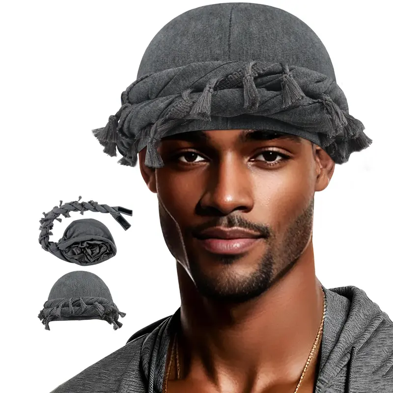 Satin Stretchy Pre-Tied Chemo Hat Set, 9-Piece Skull Cover Caps 9 Pieces Solid Women Chemo Hat Stretchy Turban Beanie,Pre  main image 3