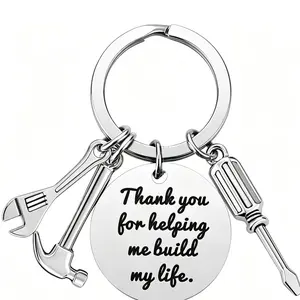 2026 Stainless Steel Multifunctional Keychain: Father's Day Gift, Dad's Gift, Hammer, Wrench, and Screwdriver Design, Three Message Options, A Surprise for Dad car key accessory fashion father