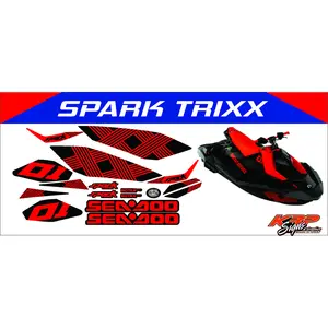 SEADOO SPARK TRIXX Red & Black Graphics / Decal / Sticker Kit