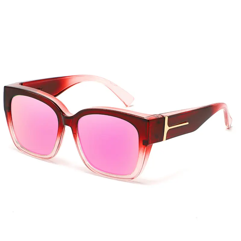Gradient Red Frame, Pink Coated Lenses