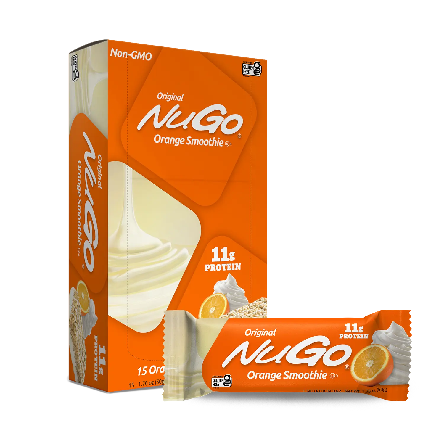 NuGo Original Protein Bar, Orange Smoothie, 11g Protein, Gluten Free, 15 Count