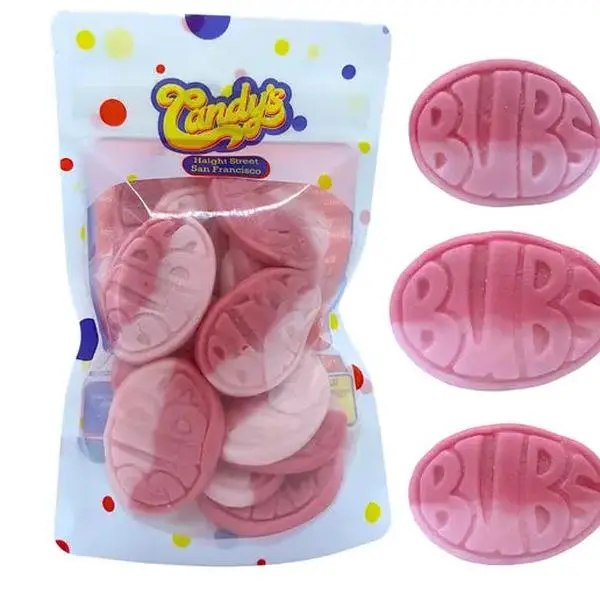 BUBS Strawberry & Pomegranate Tangy Sour Oval Shape Chewy Gummy Candies Variety Pack Pouch - Plant-Based, Gluten-Free, Gelatin-Free, No Artificial Flavors, Sweet, Multiple Pieces Healthy Snack