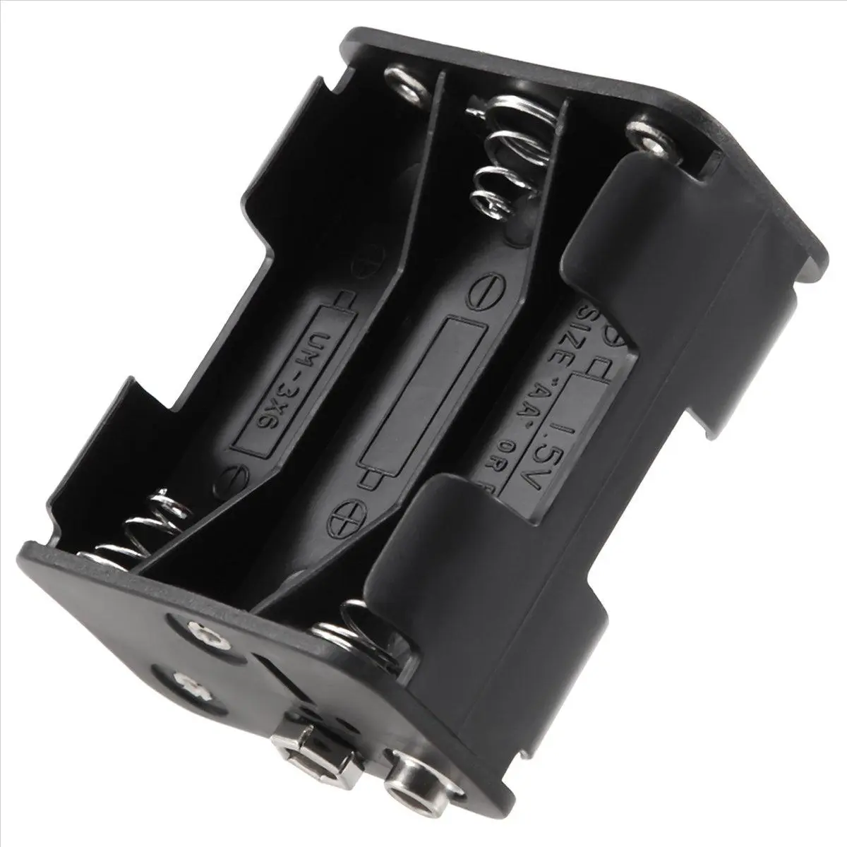 Black Plastic Rectangular Double-Side Spring Clamp Battery Holder Case - 6x1.5V AA Batteries Fit, Compact Form Rectangular Box for Household & Commercial Appliance Parts, Fits 6Aa