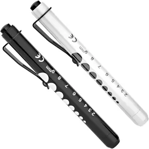 Pen Lights for Nurses,2 Pack Reusable Medical Light with Pupil Gauge and Ruler,White Light LED Penlight for Student Doctors EMT (Black/White) High Lumen FlashlightSurfoze