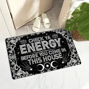 Check Ya Energy Before You Come in This House Mystic Area Rug Black White Moon Phase Evil Eye Print Floor Mat for Entryway Bedroom Living Room and Witchy Home Decor