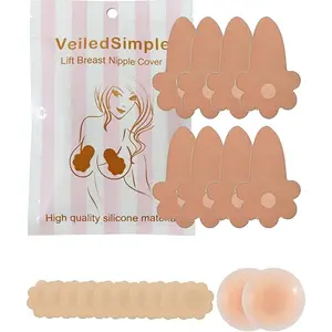 Breast Lift Tape for Women, 8 Pcs Sticky Push up Boob Tape, 2 Pcs Reusable Silicone Strapless Breast Bra