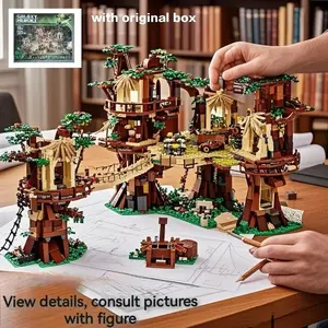 1990 Pieces Building Model Toy, Bear Village Construction Blocks, Home Decor Gift for Kids, Birthday Party Present, Educational Playset