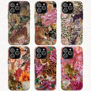 JIACC Vintage Chinese Tiger Pattern Phone Case Ink Painting Style for iPhone 17 16 15 14 13 12 11 Pro Max X XS & Samsung Galaxy S21–S25 Plus Ultra Gift For Her, For Teen Girl
