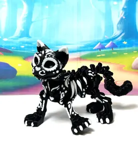 Posable Skeleton Cat Halloween Decoration Full Body Movable Joints Skeleton Animal for Indoor Outdoor Graveyard Party Haunted House Party Decor 6 Inches -AS-Dog-Cat