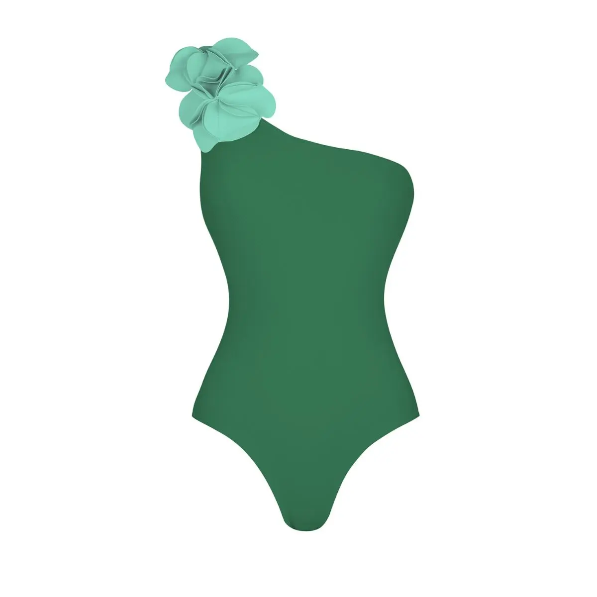 Green shoulder swimsuit
