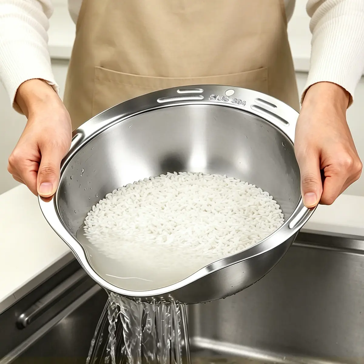 Stainless Steel Rice Washing Bowl, Household Drain Colander, Multi-function Fruit Vegetable Washing Basin, Kitchen Filter Water Strainer Bowl