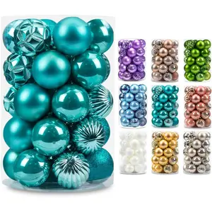 34ct Christmas Ball Mini Ornaments Party Decorations Shatterproof Festival Pendant Hangings for Xmas Tree Decor(1.57''/40mm,Teal)
