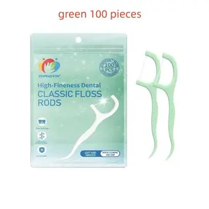 Mint Flavor Dental Floss Bag, 100 Pieces High-Tension Round Thread, Ultra-Fine Mint Taste, Portable Design for Travel, Safe and Convenient