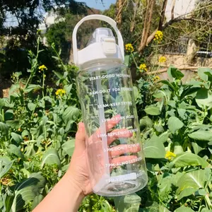 Large Capacity Sports Water Bottle, Easy to Carry, Heat Resistant, with Scale and Handle, Motivational Water Bottle, Ideal for Outdoor Activities, Summer Fitness, Leak Proof Bottle