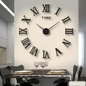 Roma — 3D acrylic mirror wall clock, Roman numerals