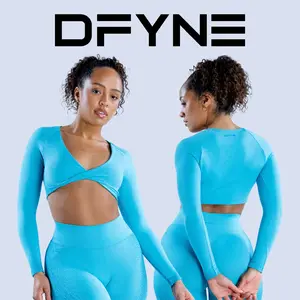 Dfyne Ignite Women's Seamless Long-Sleeve Twisted-Out Loose Fit Fitness Top