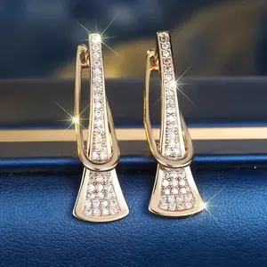 Geometric Synthetic Zirconia Dangle Earrings for Women - Elegant Style for Banquets, Daily Casual & Party Wear - High-Quality Jewelry