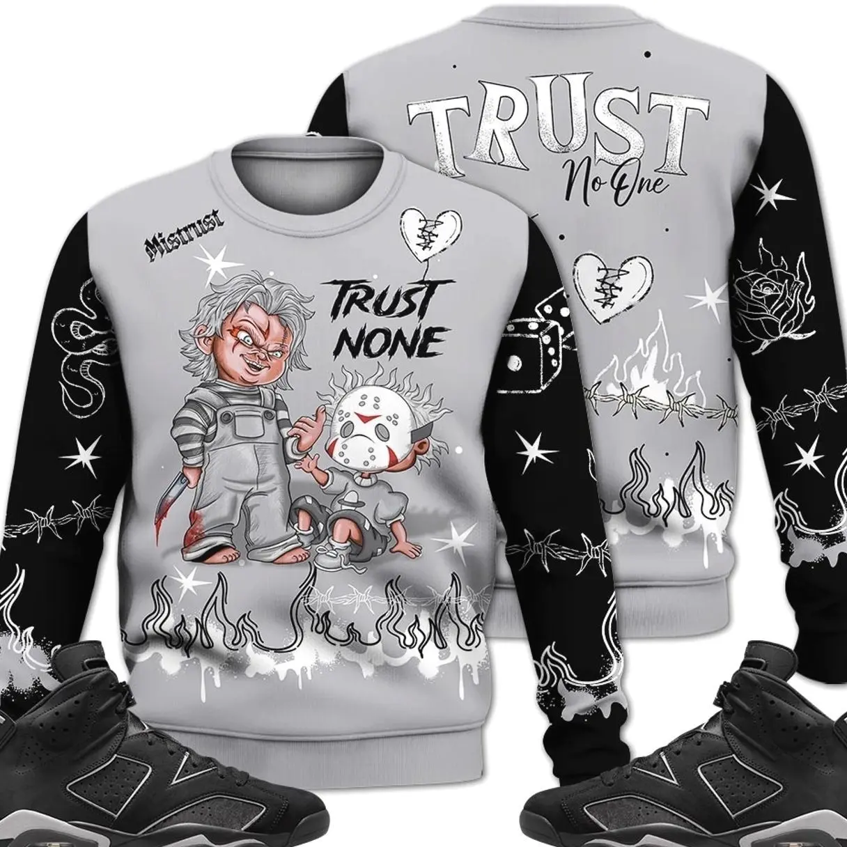 Cap And Gown 6s Outfit Sweatshirt, Scary Trust No One To Match Sneaker Streetwear