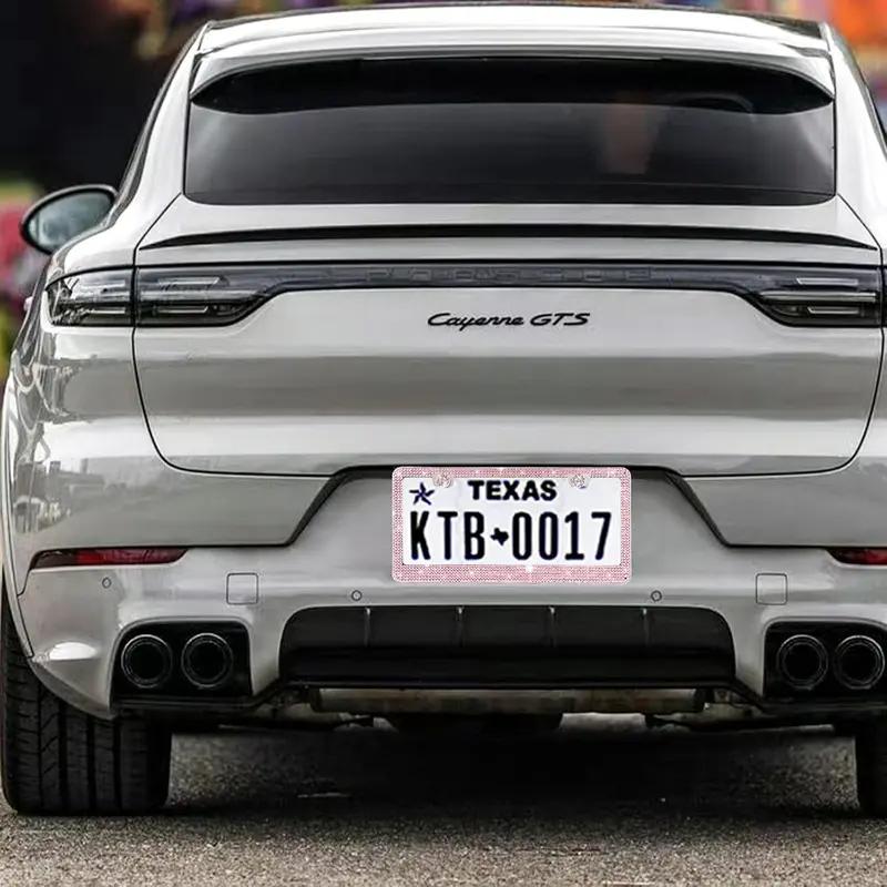 New Upgrade 2 Pack Bling License Plate Frames Premium Sparkly License Plate Frame for Women Durable Pink Bling Car Accessories