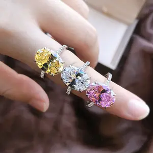 (SR158)S925 Sterling Silver Radiant Cut Oval Rings 4CT Luxurious & Elegant Design for Women(new)