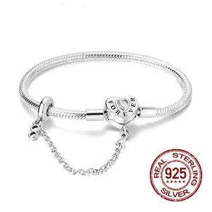 MULA 925 Silver-plated "Eternal Love" heart-shaped bracelet | Infinity symbol diamond design | Classic snake bone chain | Compatible with Pandora beads | Selection of romantic gifts for girls
