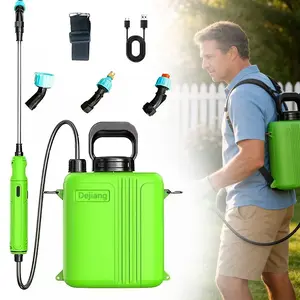 Large 1.35 Gallon Battery Powered Sprayer Rechargeable Electric Garden Sprayer with Telescopic Wand and 3 Nozzles 2 Speed High Pressure Water Pump for Lawn Yard Care