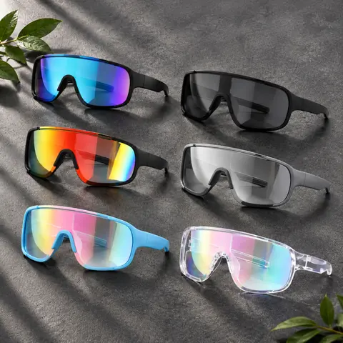 Paleshy 6-Pack Lightweight Sports Sunglasses for Men - Unisex Style UV400 Windproof Anti-Dust Full-Rim Polycarbonate Frame Color Lens Sports Eyewear for Easy Sharing, Cycling, Driving