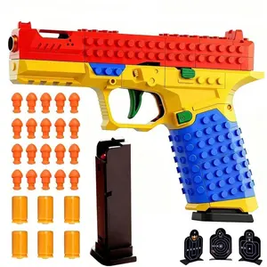 Multiplayer Foam Blaster Game Set DIY Building Block Soft Bullet Blaster with Auto Shell Ejection | Shell-Ejecting Block Blaster Kit | DIY Brick Gun That Shoots! multiplayer strategy collaborative toy Collaborative Tactical Building Block Set