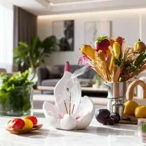 New Home Luxury Lotus Seat Inverted Incense Resin Diffuser, Multifunctional Decorative Craft Suitable for Yoga and Meditation Gift