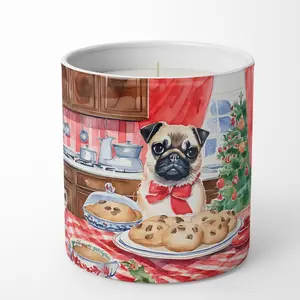 Carolines Treasures DAC3872CDL Unisex 10 oz Pug Christmas Cookies Decorative 100% Soy Candle - Aroma, Scent, Fragrance, Home Decor Accent for Decoration Needs