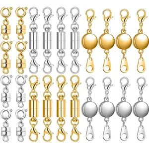 24 count 3 Styles  Necklace Clasps and Closures, Round, Cylindrical, Tubular   Clasp Connector Locking  Clasp Bracelet Extender for  Making (, )