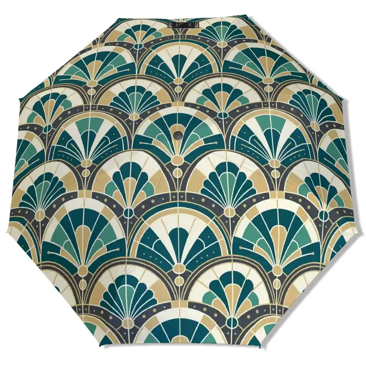 Art Deco Peacock Inspired UV Protection Umbrella