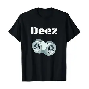 Ootd T-Shirt Funny "Deez Nuts" Graphic T-Shirt, Casual Crew Neck Short Sleeve Tee with Geometric Design Made In USA For Women For Men [180G 100% cotton, lightweight and breathable, soft and comfortable]
