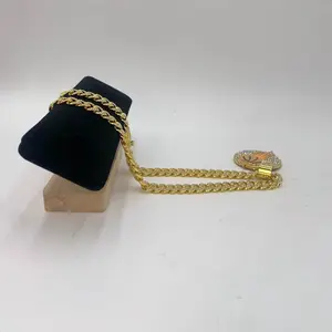 (L Q) Oil Drip Hip-Hop Pendant Necklace Cuban ChainChokeChainAccessories Men's Necklace The Perfect Giftfor Boyfriends Unisex Design