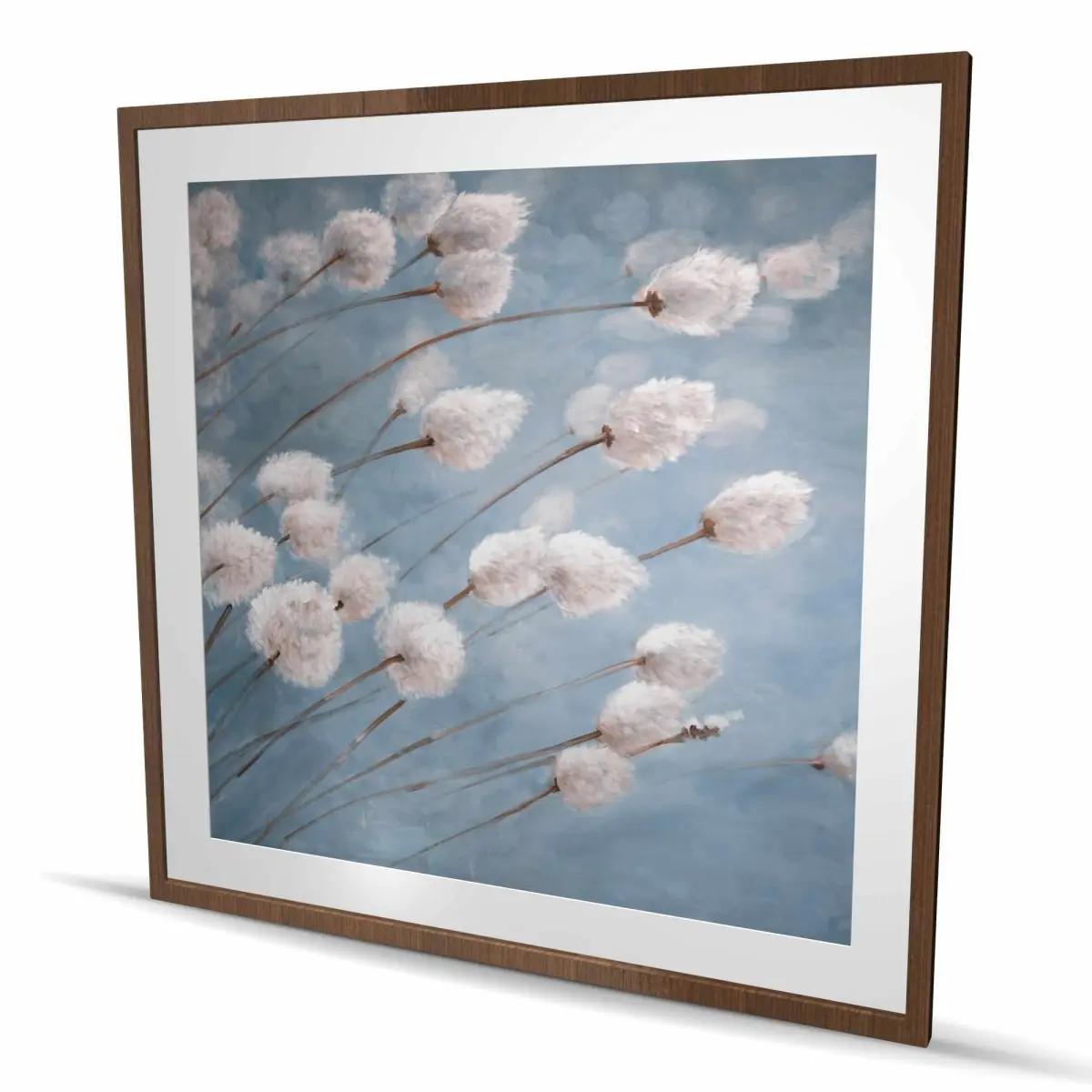Begin Home Decor C1FM4848O2VXEE 48 x 48 in. Delicate Cotton Flowers - Bathroom Botanical Framed Print Wall Art