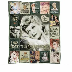 I Love-Lucy Vintage Series Fleece Blanket, I Love-Lucy 75th Anniversary Blanket, Lucy Ricardo, Christmas Gift, Birthday Gifts for Film Fans