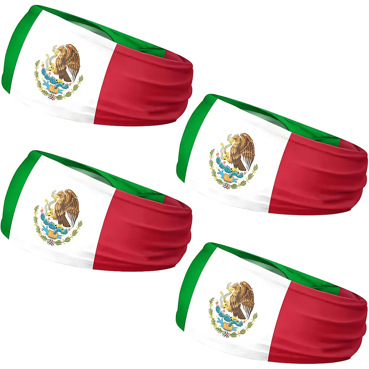 4 Pieces Mexico Flag Bandana Headbands – Sports Sweatbands & Hair Accessories for Men & Women
