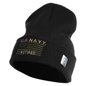 U.S. Navy Retired Embroidered 12 inch Cuffed Knit YP Long Beanie