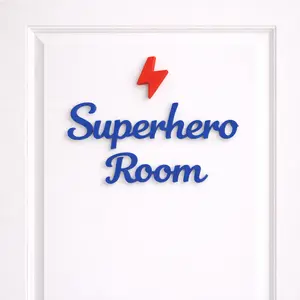 3D Printed Customizable Super Hero Room Door Sign - Lightweight Peel-Stick Plaque, Kids' Room & Nursery Home Decor with Optional Custom Name