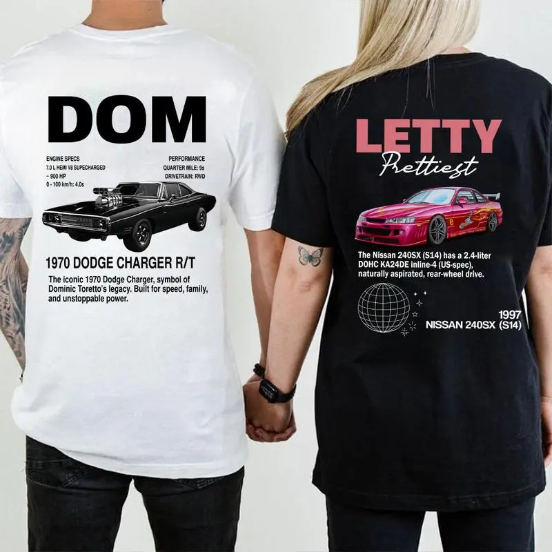Letty and Dom Car Lover Couple Matching T-Shirt, Sweatshirt, Hoodie, Husband Wife Gift, His and Her Matching Cars Movie