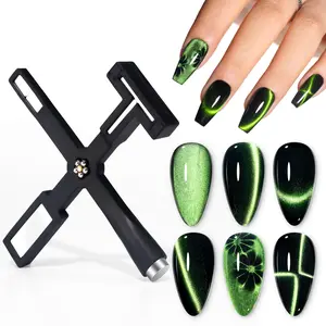 Gellen 5 in 1 Nail Magnet Tool, Multi-function Strong Cat Eye Magnet for Nails, 3D Cat Eye Gel Nail Polish Wand Stick Tools Accessories for Nail Art, Salon, Manicure (Black)