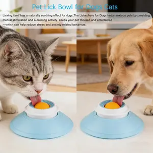 Dog Lick Bowl Slow Feeder, Interactive Dog & Cat Enrichment Toy, Anxiety Relief Treat Dispenser with Non-Slip Base for Puppies, Cats & Small Dogs