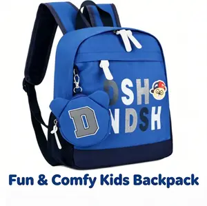 School Backpack for Back to School Shopping - Aesthetic Blue-Pink, Cute Star-Letter Design for Teens (Sports & Outdoor Camping Hiking Bag)