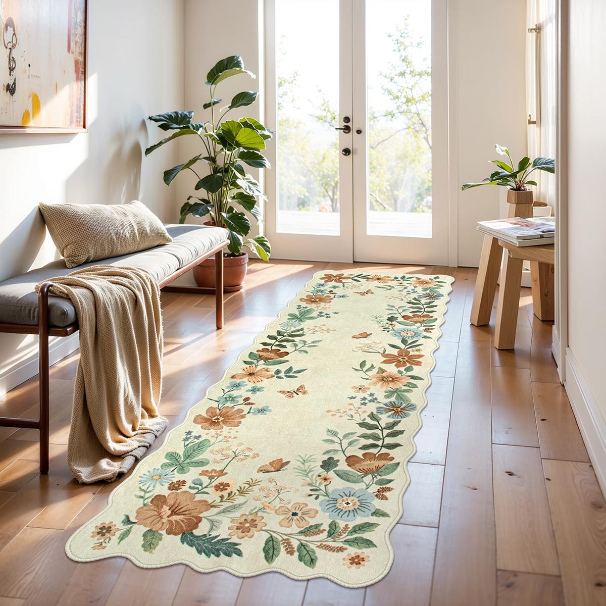Lahome Machine Washable Floral Fall Porch Decor Small Area Rug: Soft, Non-Slip - The Perfect Choice for Entryways and Kitchens