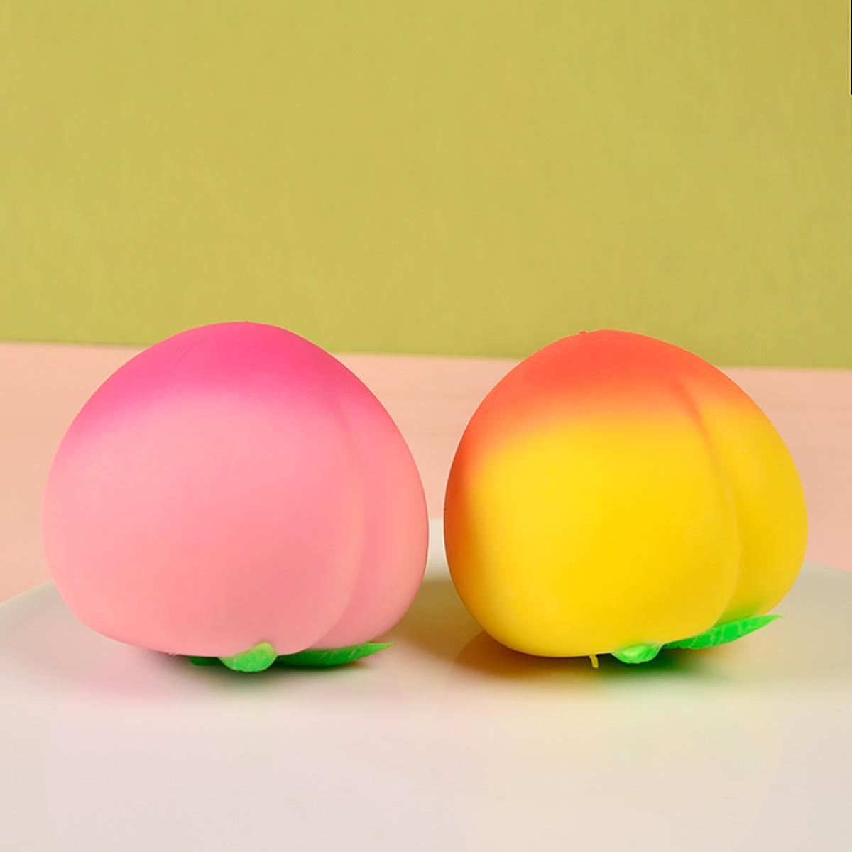 2 Pack Peach Shape Stress Relief Toys, Bounceable Squeeze, Handheld Relaxation Toy, Indoor Realistic Fruit Decorations, Perfect Gift for Parties, Kawaii Squishies