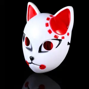 Japanese Anime Demon Fox Mask Cosplay Sabito Makomo Tanjiro Thicken Plastic Animal Masks Halloween Party Costume Props Deluxe