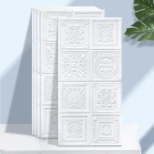 3D Retro Roman Self-Adhesive Foam Wall Panel, Waterproof Anti-Spill Collision Proof, Living Room Bedroom Ceiling Wall Decor