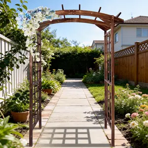 7 ft Wooden Garden Arbor Trellis,Solid Fir Wood Trellis with Flat Top for Plant Climbing,Garden Decoration Pergola for Garden Backyard,Lawn,Charcoal