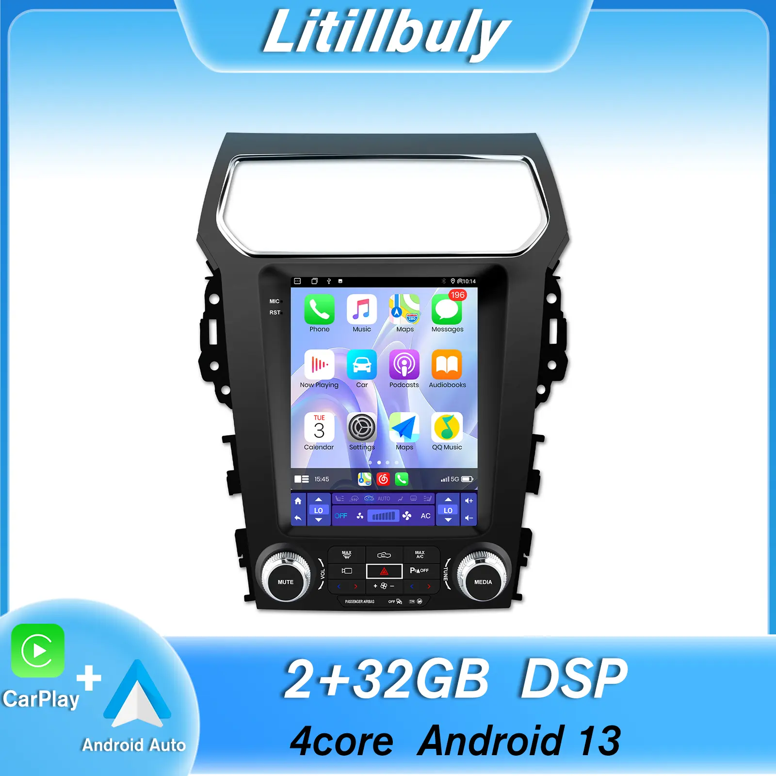 Car stereo Radio for Ford Explorer 2011 2012 2013 2014 2015 2016 2017 2018 2019,with 9.7'' Touchscreen Android Auto Wireless Carplay, Bluetooth WIFI GPS Navigation DSP Steering Wheel Control FM